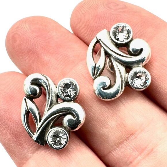 Brighton Womens Earrings Clear Crystal Silver Pierced Earrings - Picture 1 of 4